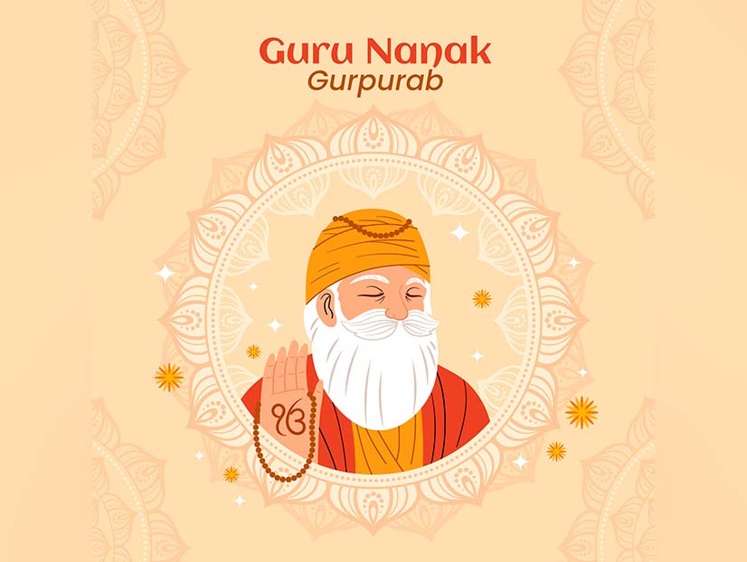 flat guru nanak gurupurab illustration